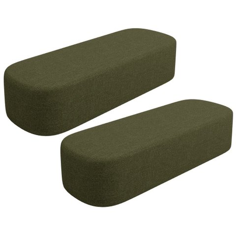 Kit 02 Puffs Decorativo Orgânico para Living Quarto 140cm Doha W01 Linho Verde- Lyam Decor