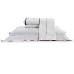 Jogo de Cama Casal 300 Fios Constantine - Marken Fassi Branco/Cinza - 2 Jogo de Cama Casal 300 Fios Constantine - Marken Fassi Branco/Cinza - 2