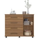 Ver imagem 3 de Cômoda 4 Gavetas 1 Porta com Rodizios Flora - Amêndola Touch