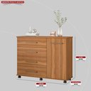 Ver imagem 2 de Cômoda 4 Gavetas 1 Porta com Rodizios Flora - Amêndola Touch