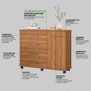 Ver imagem 5 de Cômoda 4 Gavetas 1 Porta com Rodizios Flora - Amêndola Touch