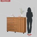 Ver imagem 4 de Cômoda 4 Gavetas 1 Porta com Rodizios Flora - Amêndola Touch