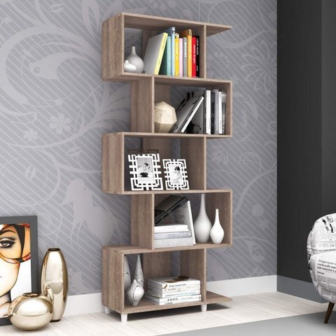 Estante para Livros Retrô 79cm com 5 Nichos Rústico