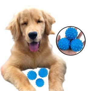 Kit 3 Brinquedo Pet Bolinha Maciça E Cravo P/ Cão Peq 45mm Cor: Azul