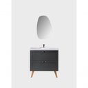 Ver imagem 4 de Gabinete para Banheiro com Cuba e Espelho Organico 80cm Retro Mdf Grafite Milano - On Móveis
