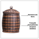 Ver imagem 3 de Cesto Redondo Grande De Roupa Junco Sintético Argila