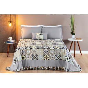 Cobre leito cama queen micropercal kit completo 250cm x 250cm almofada e refis