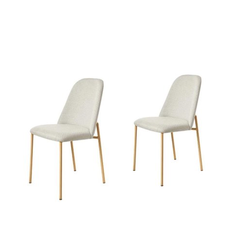 Kit 2 Cadeira Lucille Linho Mescla Cru Base Dourado 45cm - 70714