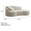 Ver imagem 6 de Divã Recamier Curvo Sala de Estar Inglaterra Lado Direito 150cm Bouclé Bege - Incasa Decor