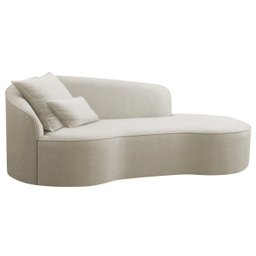 Divã Recamier Curvo Sala de Estar Inglaterra Lado Direito 150cm Bouclé Bege - Incasa Decor - 1
