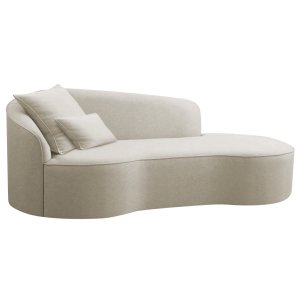 Divã Recamier Curvo Sala de Estar Inglaterra Lado Direito 150cm Bouclé Bege - Incasa Decor