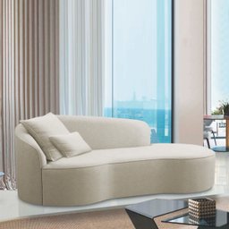 Divã Recamier Curvo Sala de Estar Inglaterra Lado Direito 150cm Bouclé Bege - Incasa Decor - 2