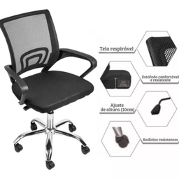 Cadeira Escritório Secretária Modelo Ascend Base Cromada com Rodinha e Regulagem de Altura - 4