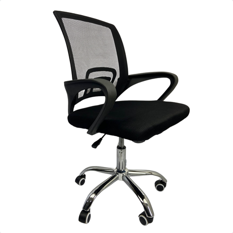 Cadeira Escritório Secretária Modelo Ascend Base Cromada com Rodinha e Regulagem de Altura