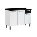 Ver imagem 1 de Balcão de Cozinha C- Tampo Evidence 7122 C- 3 Portas e 1 Gaveta 120cm Branco-preto - Bertolini