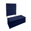 Ver imagem 2 de Conjunto Cabeceira Solteiro e Recamier Baú 0,90m Madrid Suede Azul Marinho Dal Poz Estofados