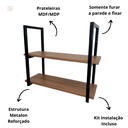 Ver imagem 2 de Estante Industrial Suspensa para Escritório Livros Amadeirado - Freijo