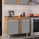 Ver imagem 2 de Balcão de Cozinha Lavanderia com Tampo 02 Gavetas Bia Castanho e Cinza 100 cm - D’Rossi