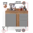 Ver imagem 5 de Balcão de Cozinha Lavanderia com Tampo 02 Gavetas Bia Castanho e Cinza 100 cm - D’Rossi