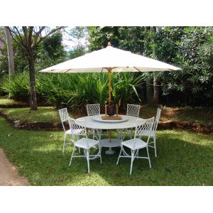 Conjunto de Mesa para Jardim Bambu com Mesa de 1,50 M com Giro e 6 Cadeiras em Alumínio Fundido Unif