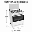 Ver imagem 3 de Fogão a Gás Delicato 6 Bocas com Forno 84 Litros Mesa em Aço Inox com Tampa de Vidro Clarice