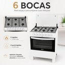Ver imagem 4 de Fogão a Gás Delicato 6 Bocas com Forno 84 Litros Mesa em Aço Inox com Tampa de Vidro Clarice