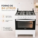 Ver imagem 5 de Fogão a Gás Delicato 6 Bocas com Forno 84 Litros Mesa em Aço Inox com Tampa de Vidro Clarice