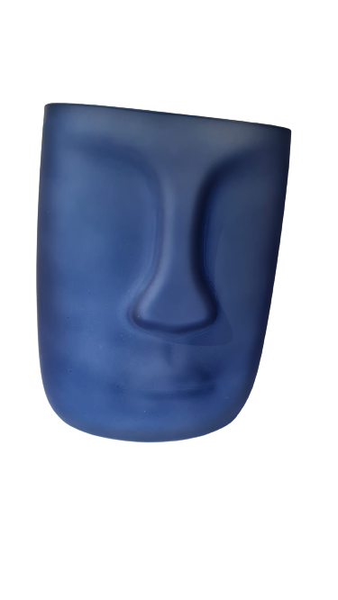 Vaso Decorativo Em Formato Rosto Azul - P