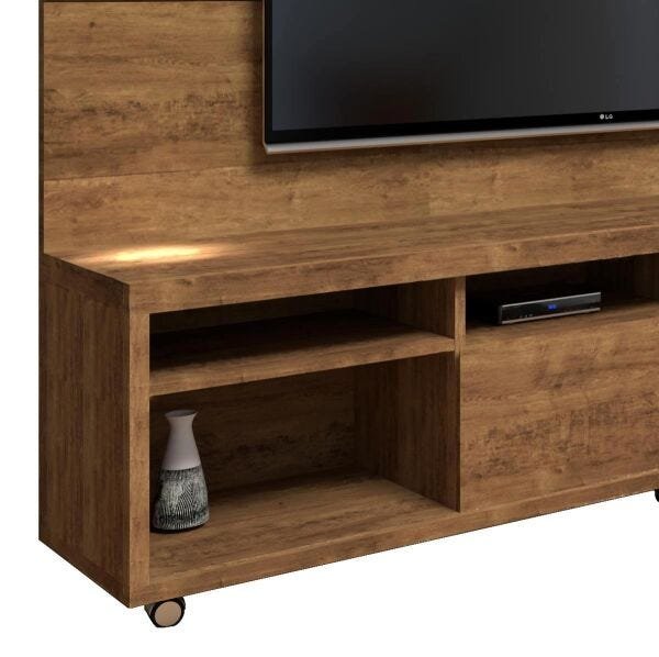 Rack com Painel Arizona 220cm 1 Porta Canela - Móveisaqui - 4
