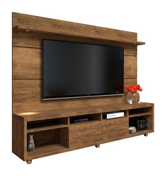 Rack com Painel Arizona 220cm 1 Porta Canela - Móveisaqui - 1