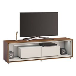 Rack Ópera 180cm Off White com Freijó - Imcal Móveis - 1