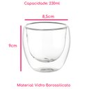 Ver imagem 2 de Kit 2 Copos Vidro Borossilicato Parede Dupla Chá Suco 230ml