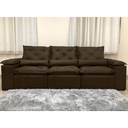 Sofá Retrátil e Reclinável 2,70m em Tecido Veludão C/pillow Nos Braços Athenas:marrom - 3