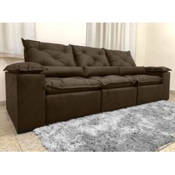 Sofá Retrátil e Reclinável 2,70m em Tecido Veludão C/pillow Nos Braços Athenas:marrom - 4