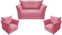 Ver imagem 1 de Kit Namoradeira + 2 Poltronas Decorativa Isis Suede Rosa Pés Madeira Mz Decor