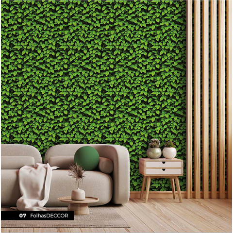 Papel de Parede Folhagem Jardim Vertical Jardim Inverno Dekorafacil Adesivo Efeito Jardim Vertical J