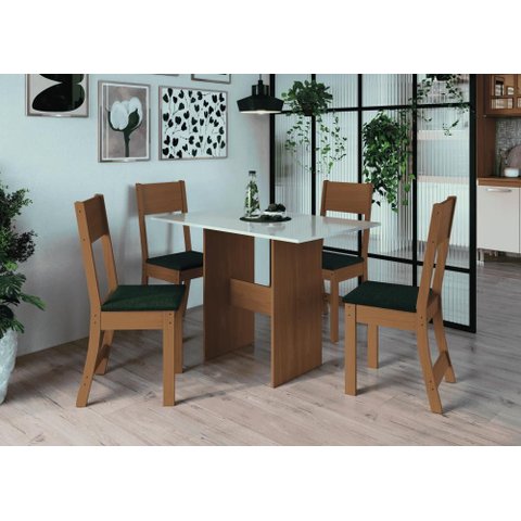 Conjunto Sala de Jantar Fidelitá Siena com 4 Cadeiras Freijó/off-white Assento Preto