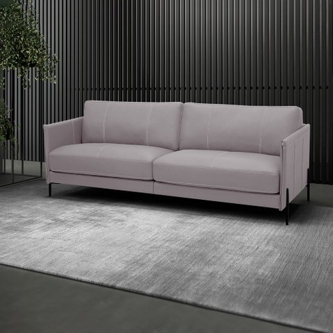 Sofá Decorativo Karine 3 Lugares Sala de Estar 240cm Pés em Aço Couro Avelã G88 - Gran Belo