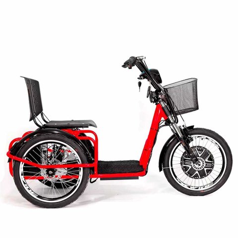 Triciclo Elétrico - Village Pam - Cesta - 800W - Vermelho - Plug And Move