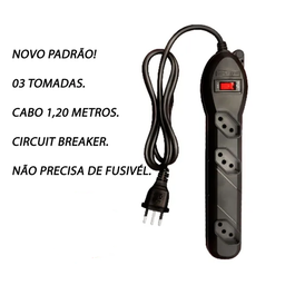 Filtro de Linha 3 Tomada Bivolt Chave CIRCUIT BREAKER, 2P+T - 3