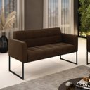 Ver imagem 2 de Sofá Namoradeira Elisa Suede Marrom Base Metálica Industrial Preto - D'Rossi