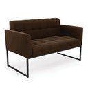 Ver imagem 1 de Sofá Namoradeira Elisa Suede Marrom Base Metálica Industrial Preto - D'Rossi