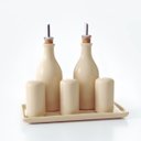 Ver imagem 3 de Galheteiro Gourmet 6 Peças em Cerâmica Elegância e Organização para Sua Mesa Posta,bandeja e Bico do