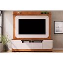 Ver imagem 1 de Rack Bancada C/ Painel P/ Tv até 65 Polegadas Vogue Prateleira Nichos e Pés 182x183cm Freijó/off