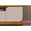 Ver imagem 3 de Rack Bancada C/ Painel P/ Tv até 65 Polegadas Vogue Prateleira Nichos e Pés 182x183cm Freijó/off