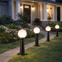 Ver imagem 4 de Jogo 8 Balizadores Jardim Quintal Globo Clássico Luminárias de Chão Decorativa Dital Bivolt