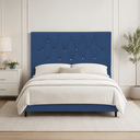 Ver imagem 1 de Cabeceira Estofada Cama Box Solteirão 100 cm Suede Nina Azul Marinho