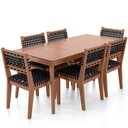 Ver imagem 1 de Mesa Loren 160 cm com 6 Cadeiras Área Externa Cozinha Corda Náutica Preto Giardino G01 - Lyam Decor 