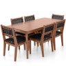 Mesa Loren 160 cm com 6 Cadeiras Área Externa Cozinha Corda Náutica Preto Giardino G01 - Lyam Decor  - 1