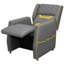 Ver imagem 4 de Poltrona Cadeira Gamer Thunder Reclinável em Courino:cinza/amarelo